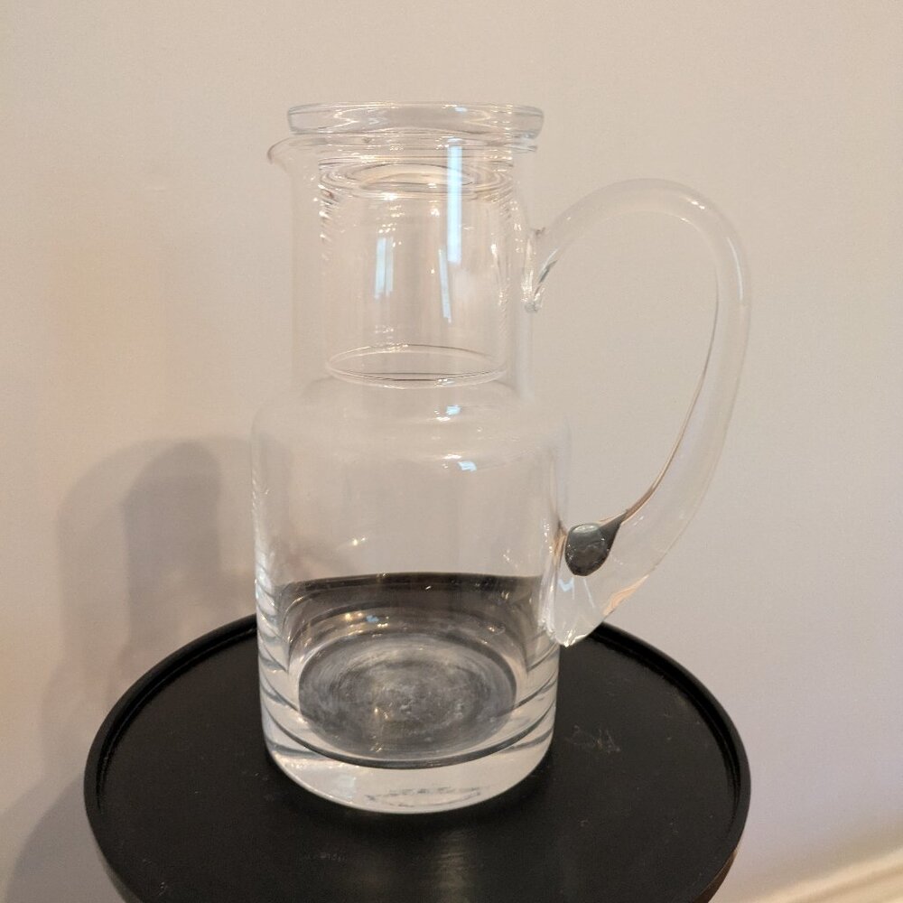 NIB Pottery Barn contemporary bedside carafe with glass